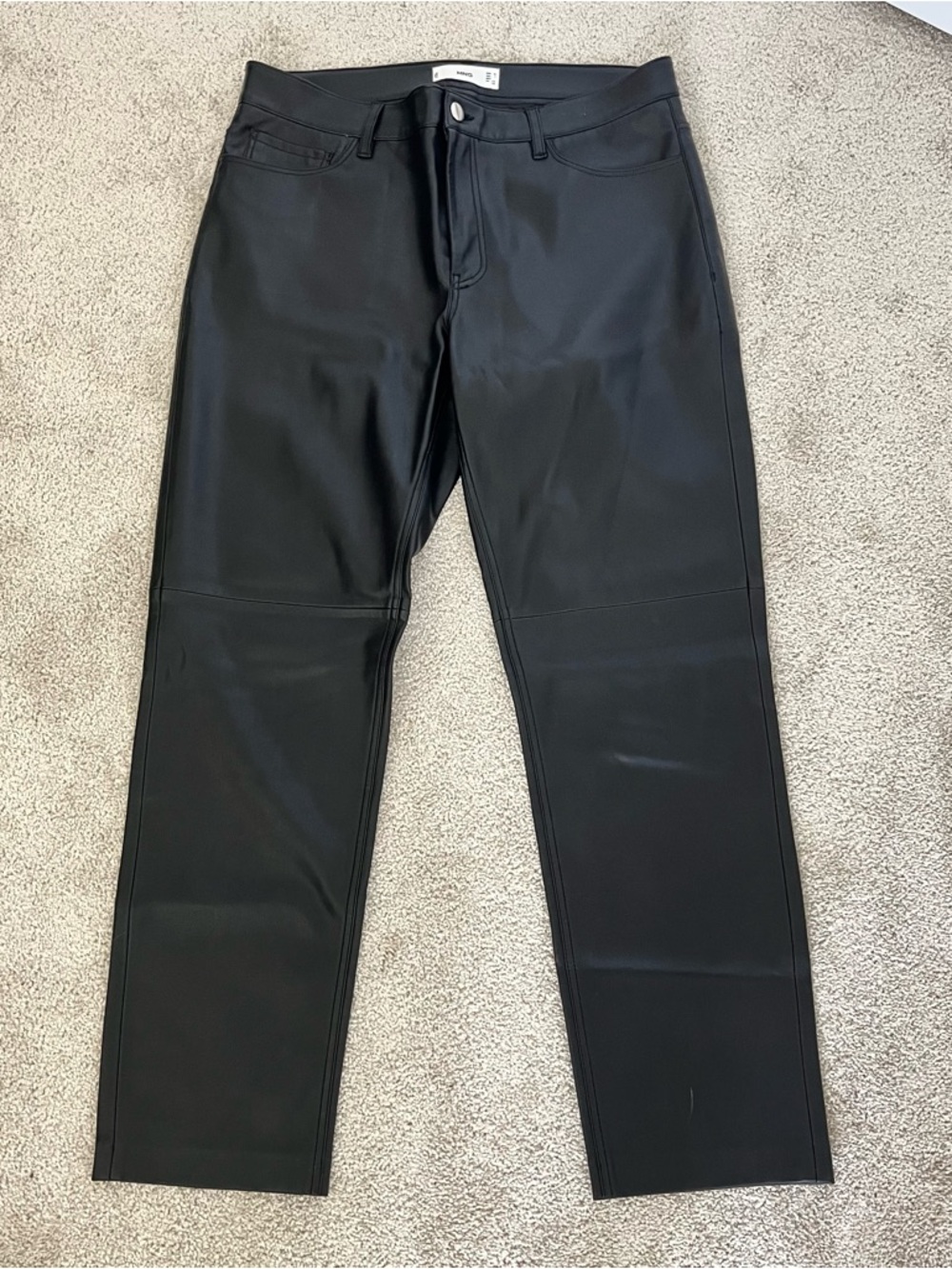 Mango Black Straight Leg Faux Leather Pants